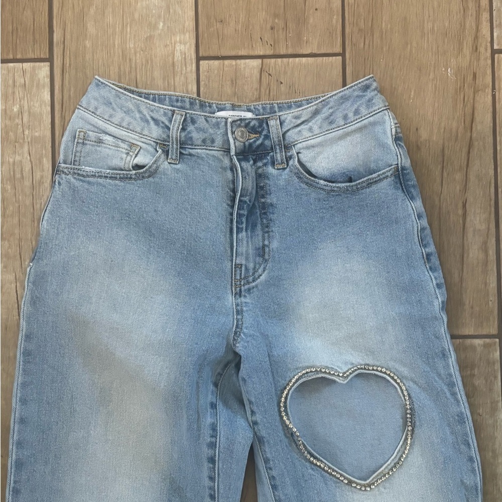 Forever 21 Heart Cut outStraight Leg Jeans - Picture 4 of 11